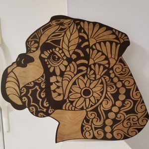 Laser Engraved Wooden Handmade Boxer Dog Wall / Home Decor